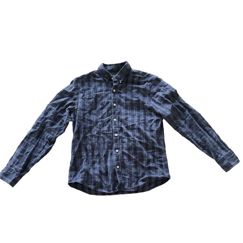 J.‎ Crew Mercantile Men's Size M Blue Plaid Button Up Casual 100% Cotton